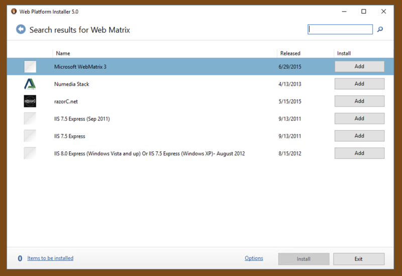 File:Microsoft Web Matrix 3 in Web Platform Installer.png